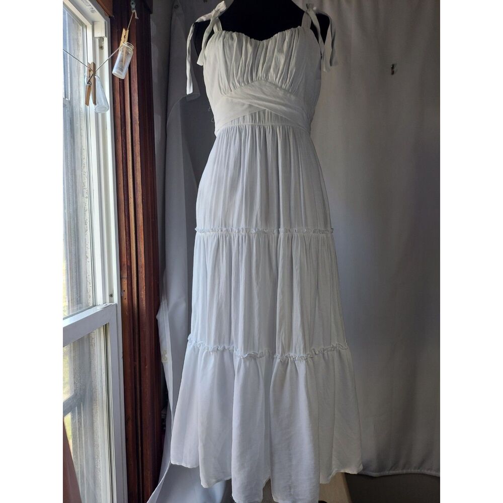 NEW Mi Ami White Tired Empire Maxi Dress Boho Bridal Cottagecore S
